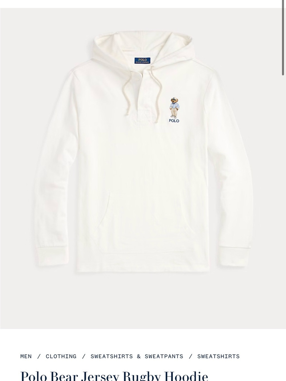 Ralph Lauren White Polo Bear Hoodie